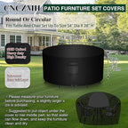 Heavy Duty Patio Furniture Covers Waterproof, 600D Round Outdoor Furniture Cover Waterproof for Sectional Sofa Couch, Outdoor Dining Table and Chair Set Covers 54"DIA x 28"H, Black