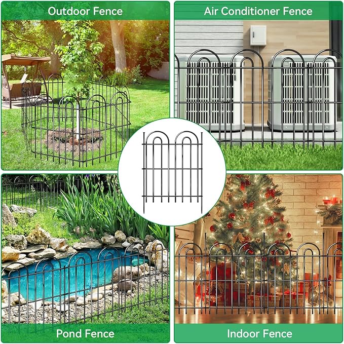 15 Panels Decorative Garden Fence, 32 in(H) X 30 ft(L) No Dig Dog Fence Outdoor for Yard, Rustproof Tall Metal Garden Fencing Animal Barrier with Ground Stakes, Temporary Fencing for Patio Outdoor