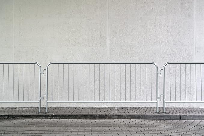 Trafford Industrial Angry Bull Barricades Metal Interlocking Steel Barricade (6.5 Ft. Economy, Light Weight & Pre-Galvanized, Flat Feet, Zinc Coated Steel, Set of 20)