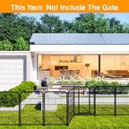 Doorless Dog Digging Fence Barrier,48in(H) 12 Panels Total 26.6 Ft(L), Black Metal Fencing for Yard 4ft Tall, Dog Fence Outdoor for Yard, Fencing for Garden Beds, Garden Fences Border
