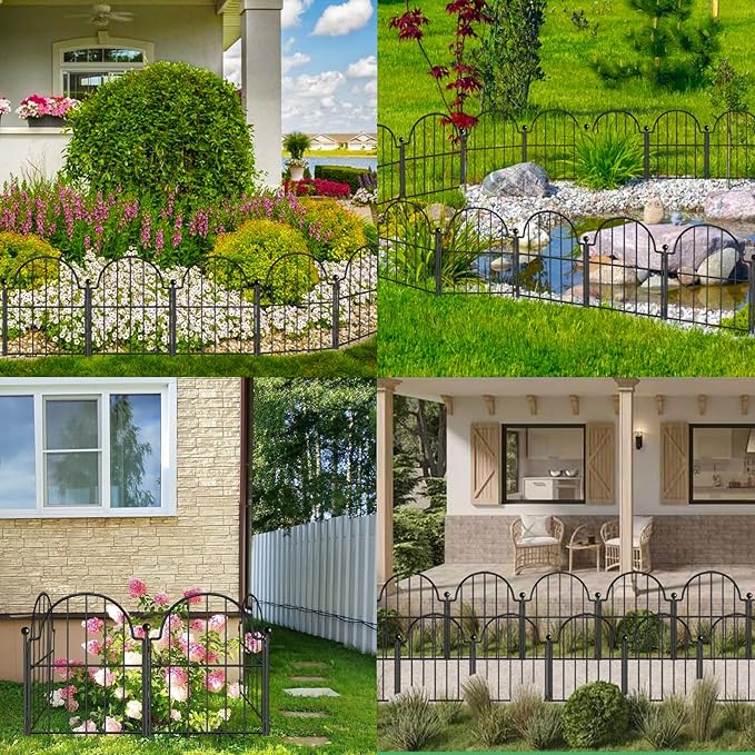 Garden Fence, 22 in(H) x 21 ft(L) Arched Rustproof Metal No Dig Fence Garden Fence Border, Ground Stake Animal Barrier Fence for Rabbit Dog, Outdoor Landscape Decor for Yard & Patio,19 Pack