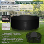 Heavy Duty Patio Furniture Covers Waterproof, 600D Round Outdoor Furniture Cover Waterproof for Sectional Sofa Couch, Outdoor Dining Table and Chair Set Covers 62"DIA x 28"H, Black
