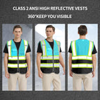 BeautyWill Custom Logo Safety Vest Class 2 High Visibility Reflective Vest for Men - Personalized Logo Team Vest