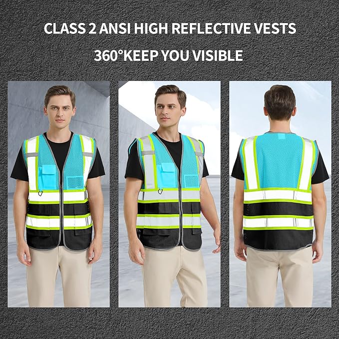 BeautyWill Custom Logo Safety Vest Class 2 High Visibility Reflective Vest for Men - Personalized Logo Team Vest