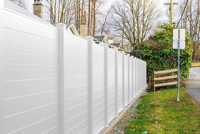 69" H x 72" W White Aluminum Privacy Fence Panel – Modern Pre-Assembled Garden Screen – Easy Install, Weatherproof Outdoor Fence for Yard, Pool, or Patio Enclosure