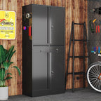 71" H Metal Garage Storage Cabinet with Pedboard and Adjustable Shelves,Metal Tool Storage Cabinet with 2 Drawers for Garage, Warehouse,Utility Room,Assembly Required,Black