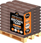 Super Heavy Duty Brown Poly Tarp 5' x 7' - Bulk Full Pallet (600 Pack) Thick Waterproof, UV Blocking Protective Cover - 16 Mil Thick Polyethylene - by Xpose Safety