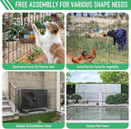 10 Panels Garden Fence Dog Fence Outdoor for Yard,24in H x 20ft L Rustproof Metal Fencing with Ground Stakes|No Dig Temporary Animal Proof Containment for Pets/Rabbits|Durable Patio Security Panels