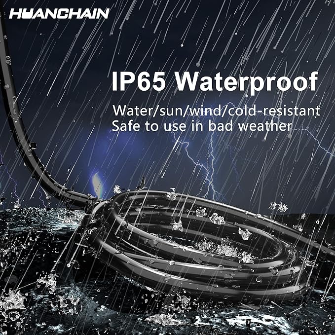 HUANCHAIN Indoor Outdoor Black Extension Cord 25 ft Waterproof, 16/3 Gauge Flexible Cold-Resistant Appliance Cable Outside, 13A 1625W 16AWG SJTW, 3 Prong Electric Cord, ETL