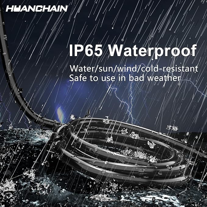 HUANCHAIN Indoor Outdoor Black Extension Cord 100 ft Waterproof, 16/3 Gauge Flexible Cold-Resistant Appliance Extension Cord Outside, 10A 1250W 16AWG SJTW, 3 Prong Electric Cable, ETL