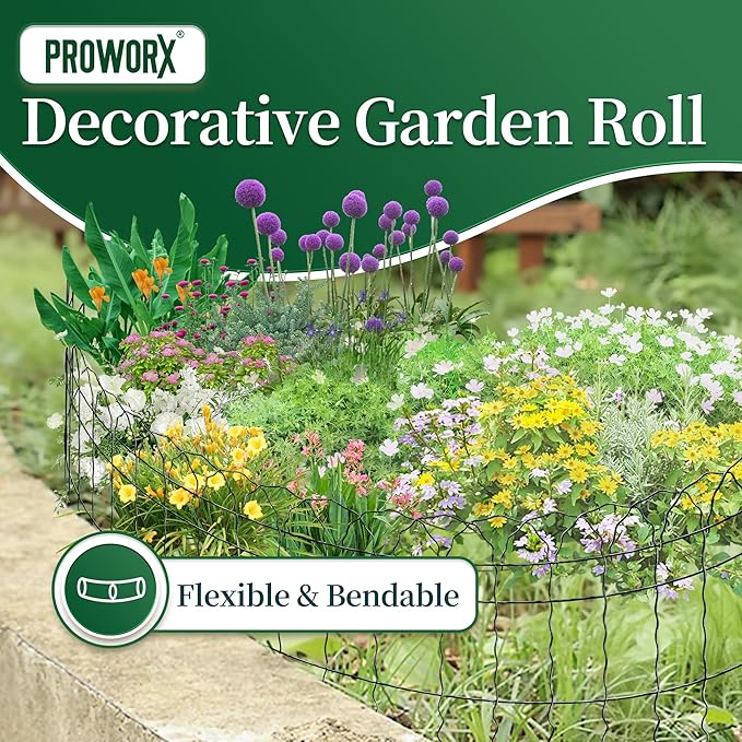 2 Rolls Black Garden Fence Border, 14 in x 40 ft Metal Folding Fence Wire Roll Garden Border Edging, Garden Fence Roll Flower Bed Fencing for Outdoor Yard