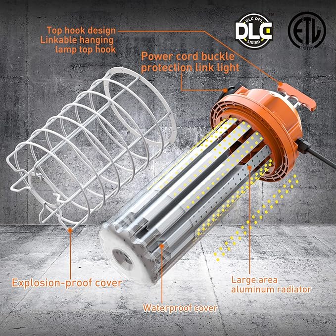 NS 150W High Bay Temporary LED Work Light 23550Lm 5000K Daylight White with Indoor and Outdoor Hook Portable Hanging Lighting for Construction Job Site¡­
