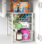 Simple Houseware 3-Tier Stackable Sliding Basket Storage Organizer Drawer for Bathroom and Kitchen, White