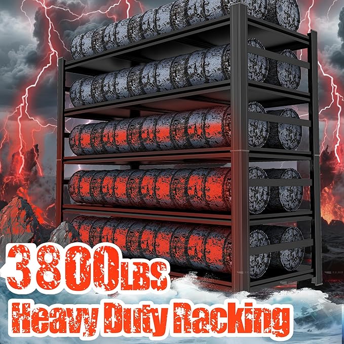 87" H Garage Shelving 3500Lbs Storage Shelves 5-Tier Adjustable Shelving Units Metal Storage Shelves Heavy Duty for Basement, Commercial, Warehouse, Industrial, Black