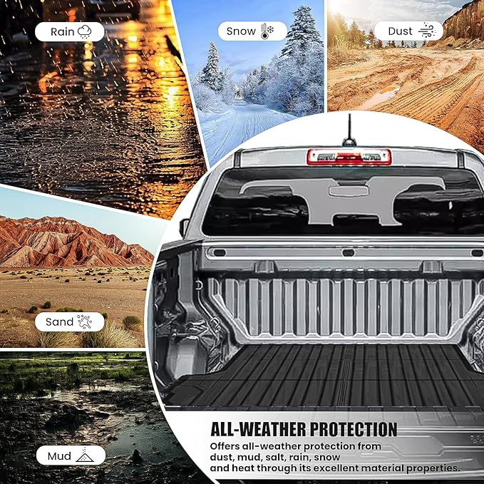 AUXKO All Weather Truck Bed Mat for Chevrolet Chevy Colorado & GMC Canyon 2026 2025 2024 2023 5FT Bed Vehicle Cargo Liner Colorado Canyon Accessory
