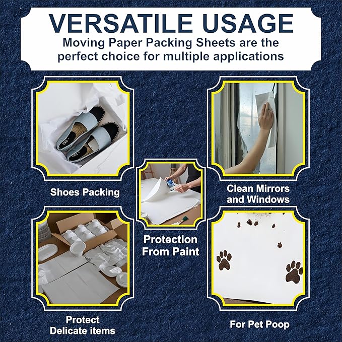 White Bulk Packing Paper Sheets for Moving | 640 sheets | 27" x 17" | 20 lb | Twin Pack | | Newsprint Wrapping Paper Sheets - Must Have in Your Moving Supplies, Packing Materials, Moving Paper Wrap