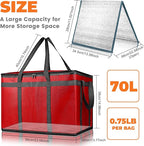 Pack of 2 Insulated Food Delivery Bag with Hard Bottom, XXXL Large Reusable Thermal Cooler Grocery Tote Bag, Commercial Pizza Delivery Box Carrier for Uber Eats, Doordash Essentials, Hot and Cold Food