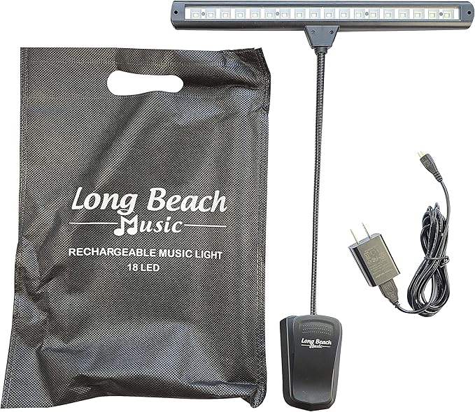Extra Wide Clip-On Music Stand Orchestra Light- 18 LED Rechargeable USB Piano, Desk, Reading Lamp