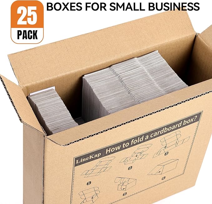 Small Shipping Boxes 3.5x3.3x1.6 Inches, 25-Pack White Corrugated Cardboard Gift Boxes for Mailing, Packaging & Storage