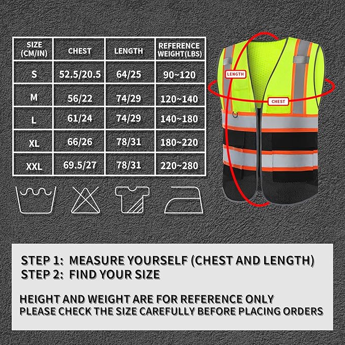BeautyWill Custom Logo Safety Vest Class 2 High Visibility Reflective Vest for Men - Personalized Logo Team Vest
