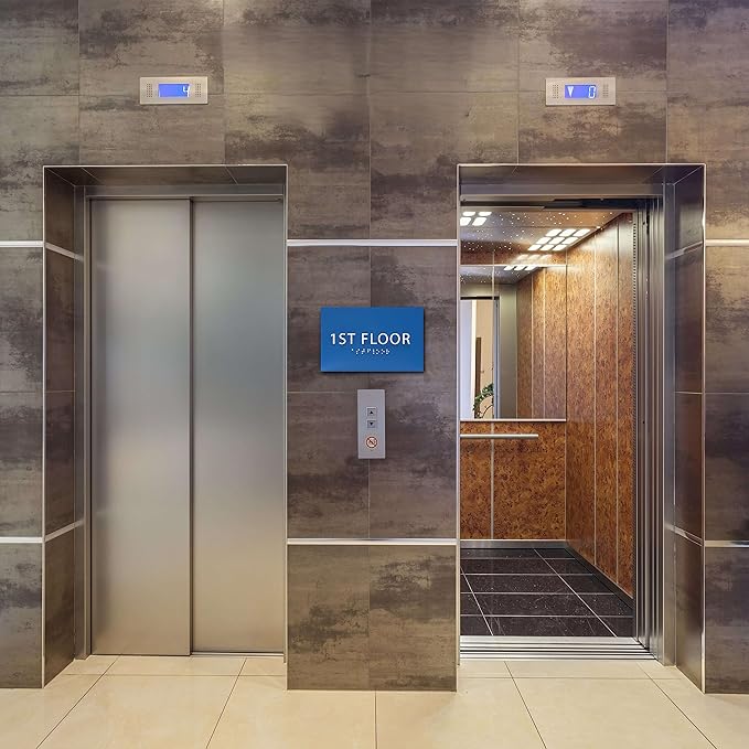 6" X4" 1st Floor Sign - ADA Compliant Tactile Graphics Grade 2 Braille Text Wall Sign| Directional Assistance, Floor Number Sign for Office, Schools, Hospitals, Apartments