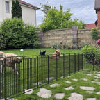 Heavy Duty Dog Playpen: 24 Steel Panels 47" Height, Square Steel Pipe with Reinforced Crossbars, 54FT 227 Sq.ft Portable Fence for Yard RV Camping, Snowy Black