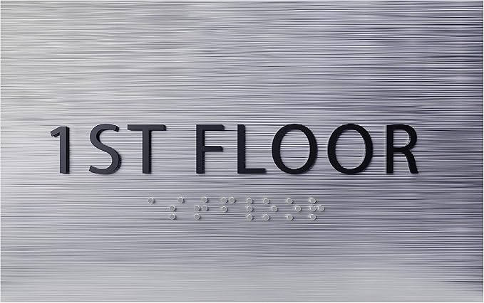 6" X4" 1st Floor Sign - ADA Compliant Tactile Graphics Grade 2 Braille Text Wall Sign| Directional Assistance, Floor Number Sign for Office, Schools, Hospitals, Apartments
