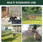 FXW Garden Fence Outdoor for The Yard – 45in(H) x 18.2ft(L) Heavy Duty Metal Animal Barrier for Dog and Rabbit, Decorative Dog Fence, 8 Panels, Silver