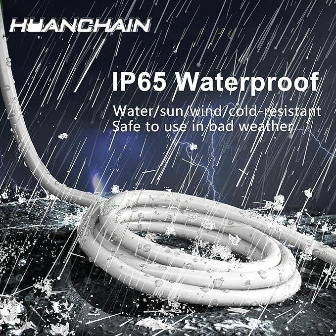 HUANCHAIN Indoor Outdoor White Extension Cord 15 ft Waterproof, 16/3 Gauge Flexible Cold-Resistant Appliance Extension Cord Outside, 13A 1625W 16AWG SJTW, 3 Prong Electric Cable, ETL
