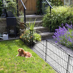 INJOPEXI Decorative Garden Fence 6 Panels 11.8ft (L)×24in (H) with 5 Panels 1 Gate Rustproof Wire No Dig Animal Barrier Fencing for Outdoor Backyard Black