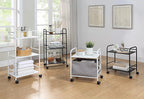 SunnyPoint 3-Tier Rolling Utility Cart – Metal Storage Organizer with Wheels, Mobile Kitchen Cart, Office & Home Organizer, Black, 12" D x 16.92" W x 31.1" H