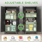 Pantry Cabinets for Kitchen,61.02” Tall Storage Cabinets,Metal Pantry Storage Cabinet with 2 Doors and 3 Adjustable Shelves for Kitchen/Black