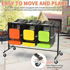 Folding Chair Rack Table and Chairs Storage Cart 400 LBS Capacity Heavy Duty Steel Mobile Dolly, 42 Chairs or 12 Tables Folding Chair on Wheels Storage Rack with Dust Cover & Elastic Cords