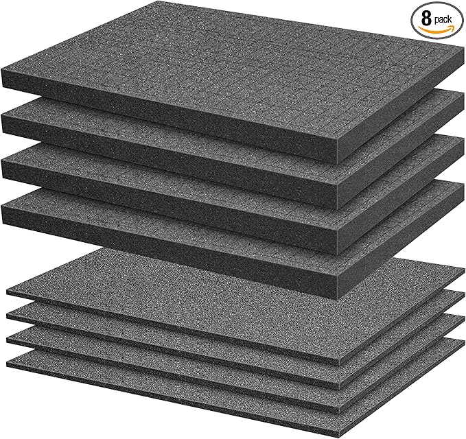 Sfcddtlg 8 Pieces Pick Apart Foam Insert- 2 Sizes Pick and Pluck Foam- Pluck Pre Cube Sheet Foam with Bottom Use for Board Game Box Cases Storage Drawer (16 Inch Long)