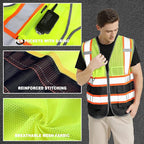 BeautyWill Custom Logo Safety Vest Class2 High Visibility Reflective Vest Breathable Construction Vest