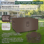 Square Heavy Duty Patio Table Covers Waterproof, 600D Outdoor Dining Table and Chair Set Covers, Outdoor Furniture Cover Waterproof for Sectional Sofa Couch 84''L x 84''W x 32''H, Brown