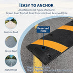 2 Pack 6FT Speed Bumps for Road, Heavy Duty 25,000 Lbs Capacity Traffic Rubber Speed Humps with 2 Channel Floor Cord Cover for Asphalt Concrete Gravel Driveway Road Cable Protector Ramp