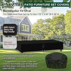 Heavy Duty Patio Furniture Covers Waterproof, 600D Outdoor Furniture Cover Waterproof for Sectional Sofa Couch, Outdoor Dining Table and Chair Set Covers 110''L x 84''W x 28''H, Black