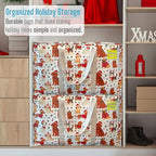 VENO 2 Pack Moving Bags and Large Christmas Storage Bins with lids. Alternative to Moving Boxes, Packing Supplies for College. Extra Large Heavy Duty Totes for Packaging (Holiday Pups, 2 Pack)