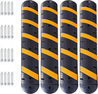 4 Pack 6FT Speed Bumps for Road, Heavy Duty 25,000 Lbs Capacity Traffic Rubber Speed Humps with 2 Channel Floor Cord Cover for Asphalt Concrete Gravel Driveway Road Cable Protector Ramp