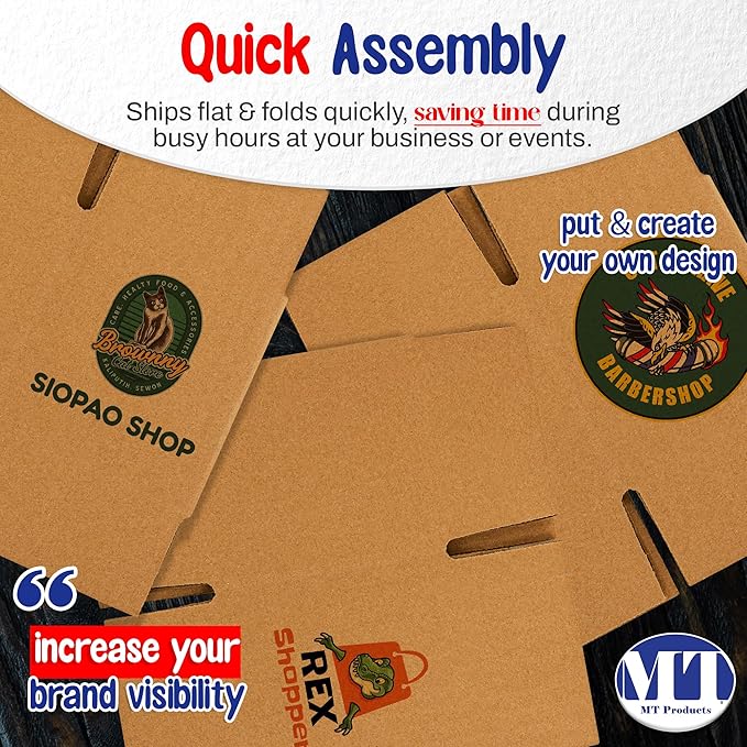 MT Products Custom Printed Kraft Cardboard Shipping Boxes 7" x 7" x 7" - Personalized Mailing Boxes and for Gifting
