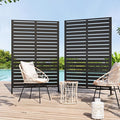 Modern Shade Metal Privacy Screen 72" H x 48" W, Freestanding Decorative Outdoor Privacy Fence Panels for Instant Privacy & Space Division, Patio Screens for Patios Outside Outdoor, Black, 2 Panel