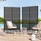 Modern Shade Metal Privacy Screen 72" H x 48" W, Freestanding Decorative Outdoor Privacy Fence Panels for Instant Privacy & Space Division, Patio Screens for Patios Outside Outdoor, Black, 2 Panel