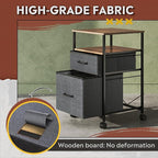 DEVAISE Mobile File Cabinet, Rolling Printer Stand with Open Storage Shelf, Fabric Vertical Filing Cabinet fits A4 or Letter Size for Home Office, Rustic Brown