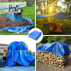Tarp 10x20 Feet 14 Mil Heavy Duty Waterproof Tarp, Large Multipurpose Cover with Brass Grommets and Reinforced Edges, UV Resistant Thick Poly Tarps for Outdoor Camping Tent Pool Car, Blue