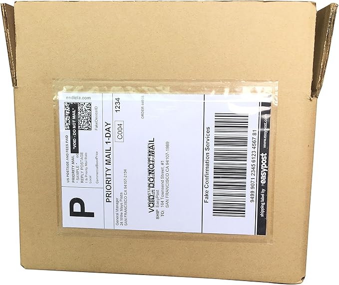 7.5" x 5.5" Shipping Label Sleeves, SJPACK Clear Adhesive Top Loading Packing List/Label Envelopes Pouches(200 Bags)