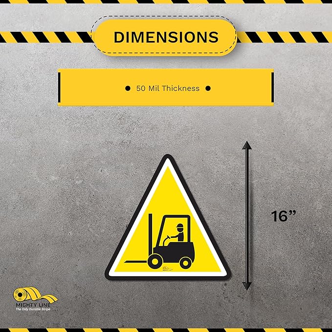 Mighty Line Forklift Floor Sign for Safety, Warning, Heavy-Duty, Peel and Stick, Adhesive, Industrial Quality, Forklift Crossing with Driver, 16"