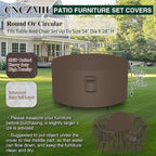 Heavy Duty Patio Furniture Covers Waterproof, 600D Round Outdoor Furniture Cover Waterproof for Sectional Sofa Couch, Outdoor Dining Table and Chair Set Covers 54"DIA x 28"H, Brown