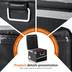 2000°F Fireproof & Waterproof Document Box with Lock, Collapsible Portable Organizer for Office Files, Safe Storage for Hanging Letter/Legal Folders (Black, 14.2x10.6x4.1in)