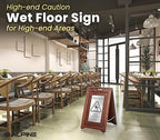 Alpine Wooden Wet Floor Sign – High-End Slippery When Wet Caution Sign, Bilingual English & Spanish, Stainless Steel Plate, Foldable, Rubber Tips, Safety Warning for Hotels, Restaurants & Offices